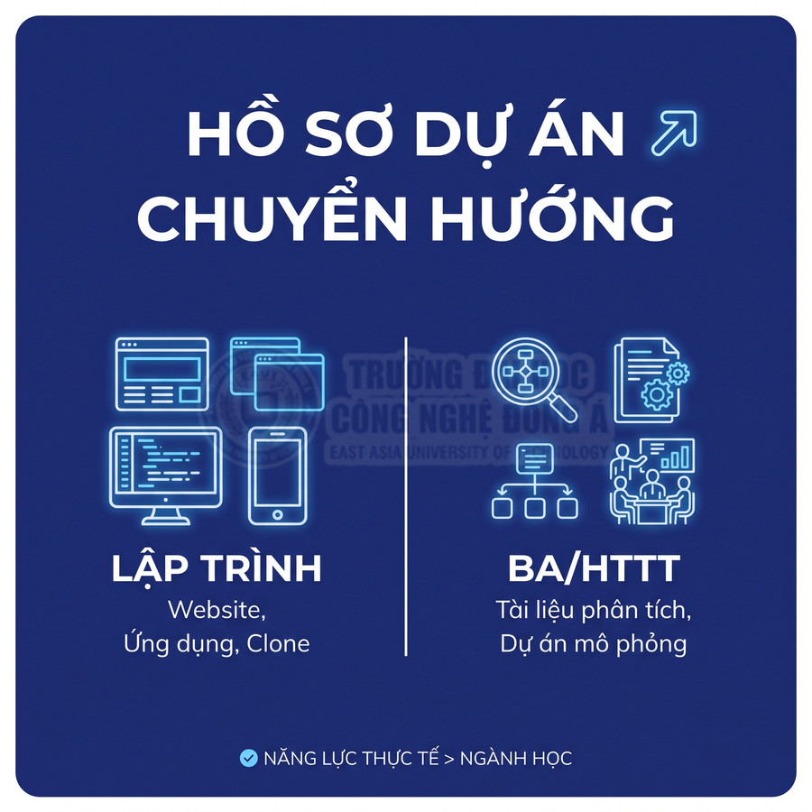 Hồ sơ dự án chuyển hướng cho sinh viên ngành lập trình và BA HTTT với minh họa website, ứng dụng và tài liệu phân tích