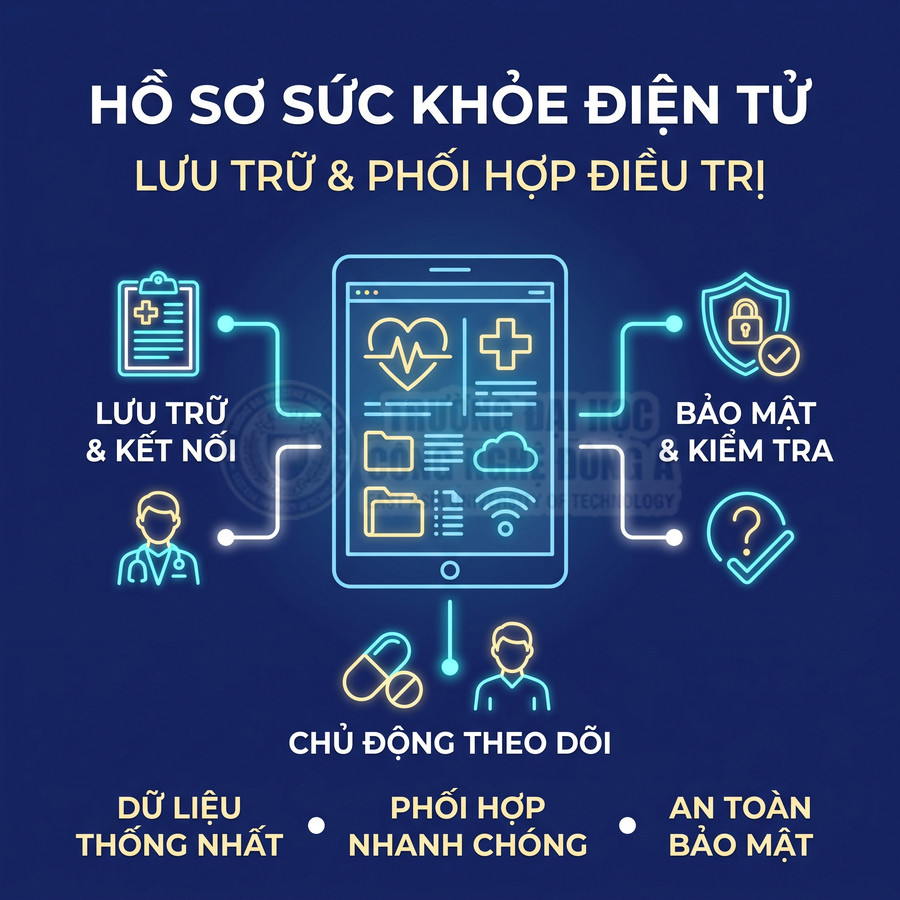 Hồ sơ sức khỏe điện tử trên điện thoại, hỗ trợ lưu trữ, theo dõi và phối hợp điều trị an toàn bảo mật