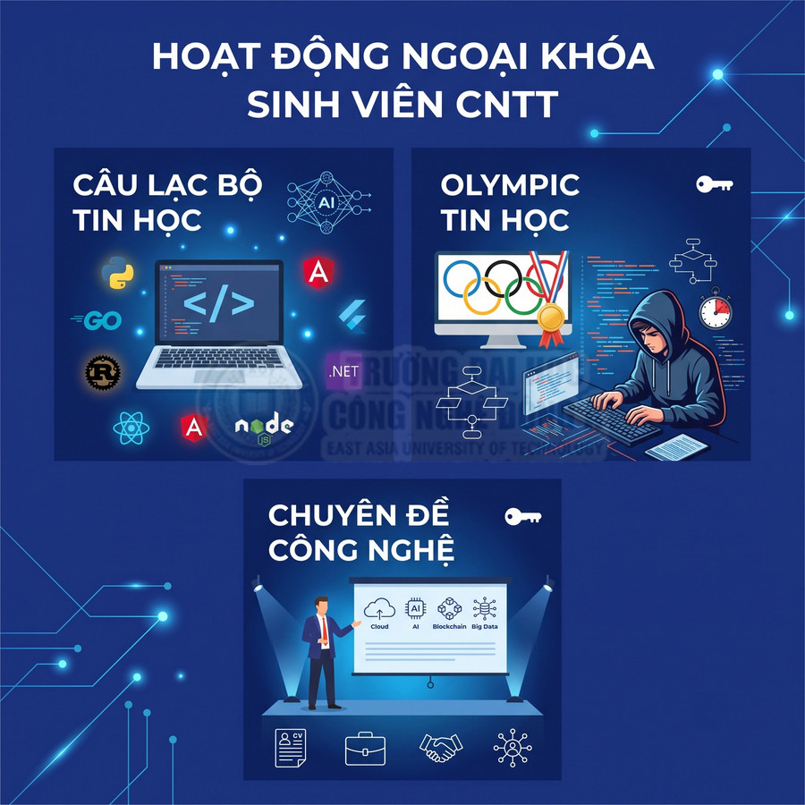 Hoạt động ngoại khóa sinh viên CNTT với câu lạc bộ tin học, Olympic tin học và chuyên đề công nghệ