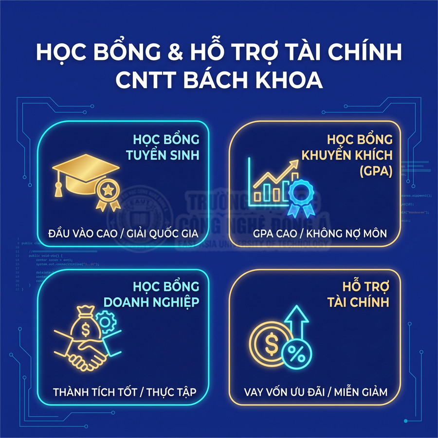 Học bổng và hỗ trợ tài chính ngành CNTT Bách Khoa với các loại học bổng và vay vốn ưu đãi