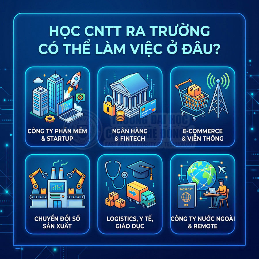 Cơ hội việc làm ngành CNTT trong các lĩnh vực phần mềm, ngân hàng, thương mại điện tử, sản xuất, logistics và công ty nước ngoài