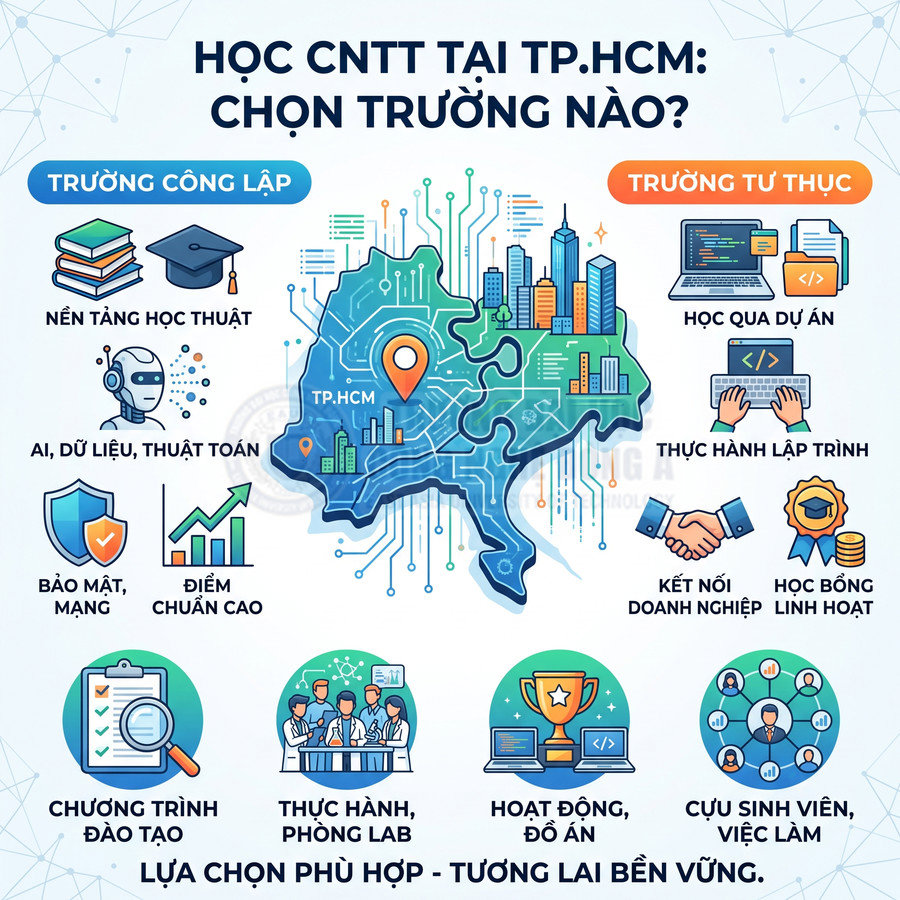 Ngành công nghệ thông tin học trường nào ở TP.HCM?