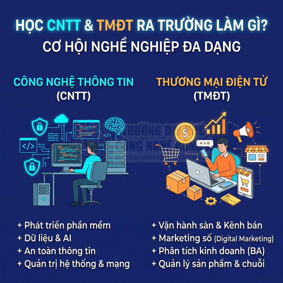 Cơ hội nghề nghiệp ngành công nghệ thông tin và thương mại điện tử với các công việc tiêu biểu sau khi tốt nghiệp