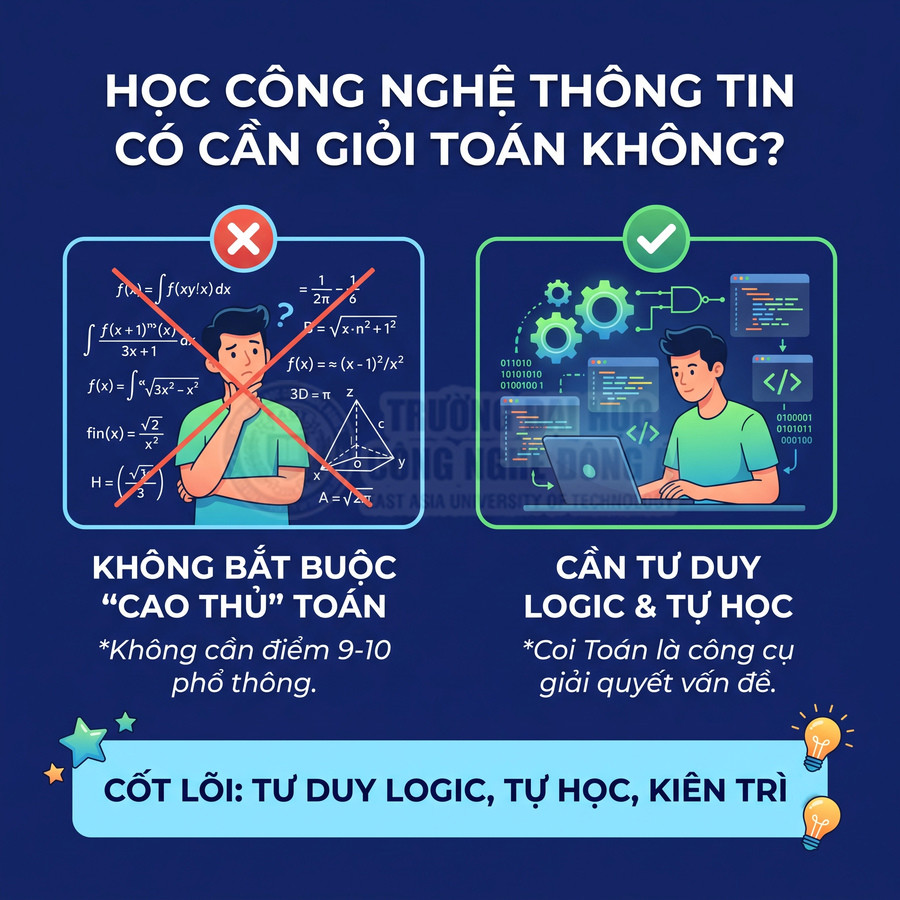 Infographic so sánh học giỏi toán và tư duy logic tự học khi theo ngành công nghệ thông tin