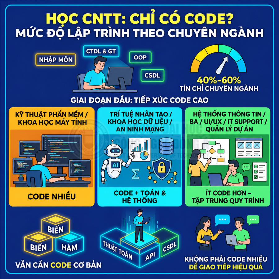 Học công nghệ thông tin có phải lập trình nhiều không?