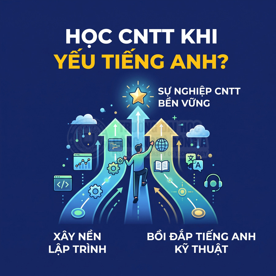 Học CNTT khi yếu tiếng Anh với lộ trình xây nền lập trình và bồi đắp tiếng Anh kỹ thuật hướng tới sự nghiệp bền vững