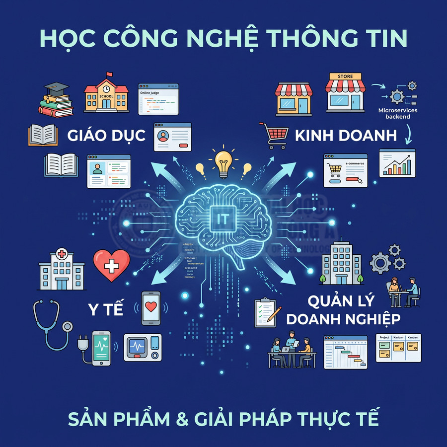 Ứng dụng công nghệ thông tin trong giáo dục, kinh doanh, y tế và quản lý doanh nghiệp với sản phẩm giải pháp thực tế