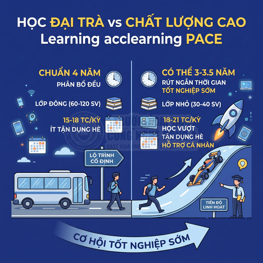 So sánh chương trình học đại trà và chất lượng cao PACE với lộ trình tốt nghiệp sớm linh hoạt