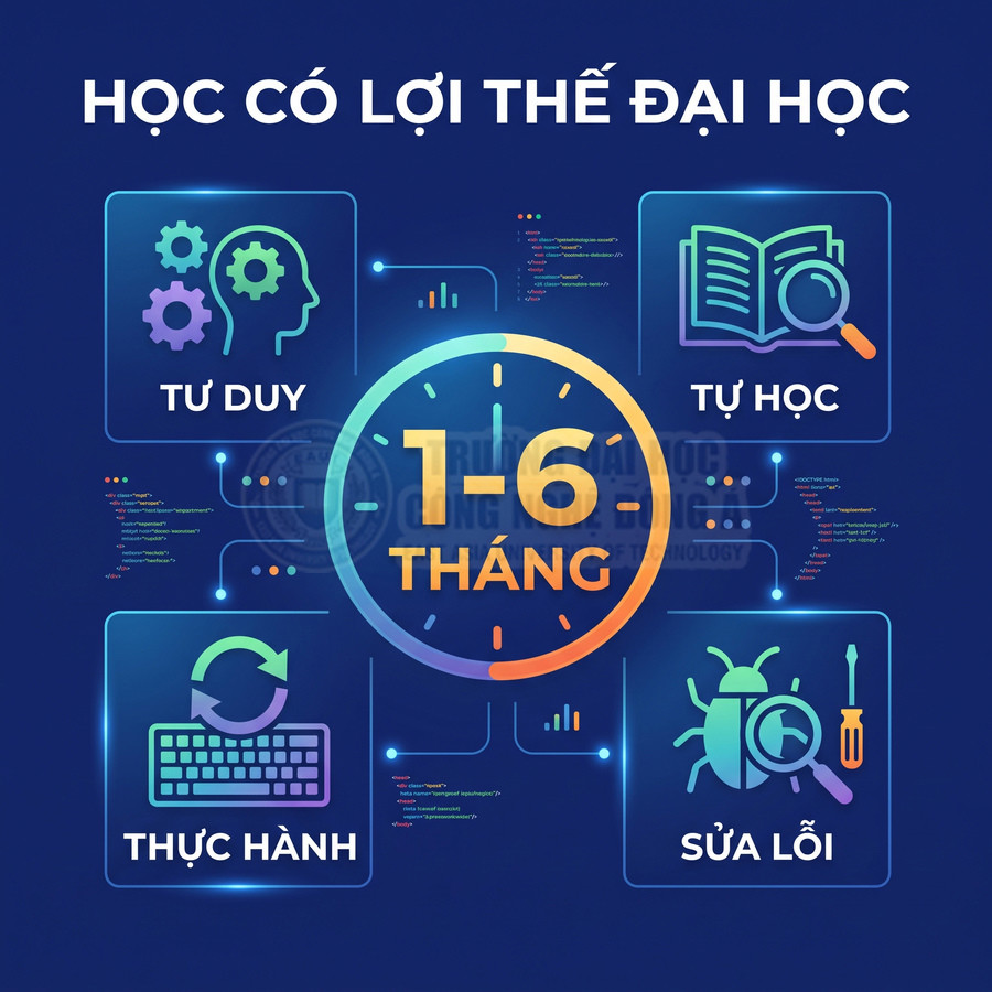 Học lập trình 1 đến 6 tháng với tư duy, tự học, thực hành và sửa lỗi cho người mới bắt đầu