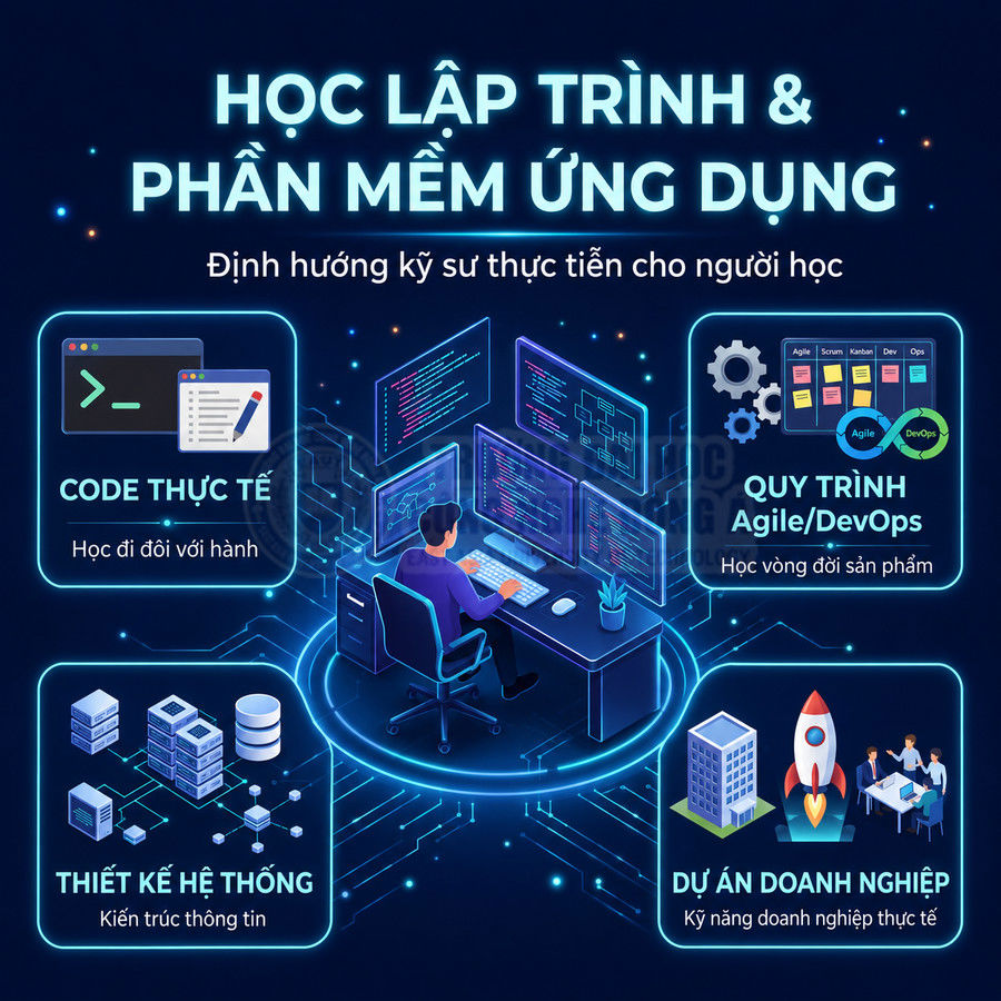 Khóa học lập trình và phát triển phần mềm ứng dụng với code thực tế, quy trình Agile DevOps và dự án doanh nghiệp
