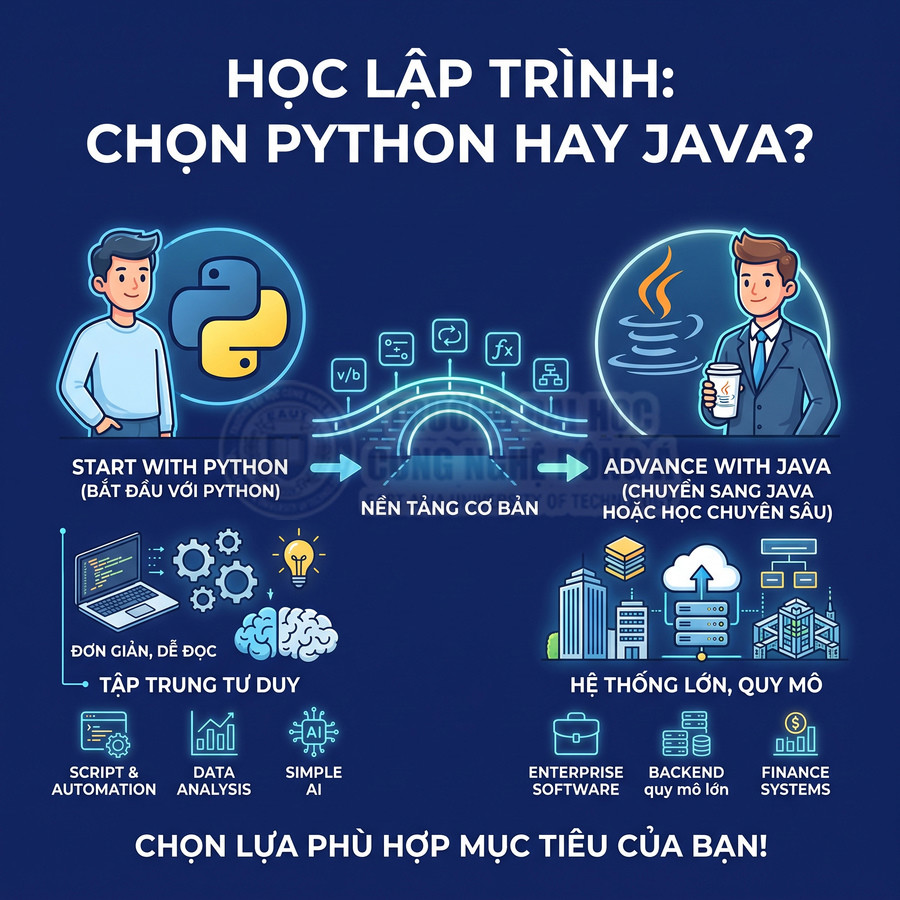 Học công nghệ thông tin nên học Python hay Java trước?