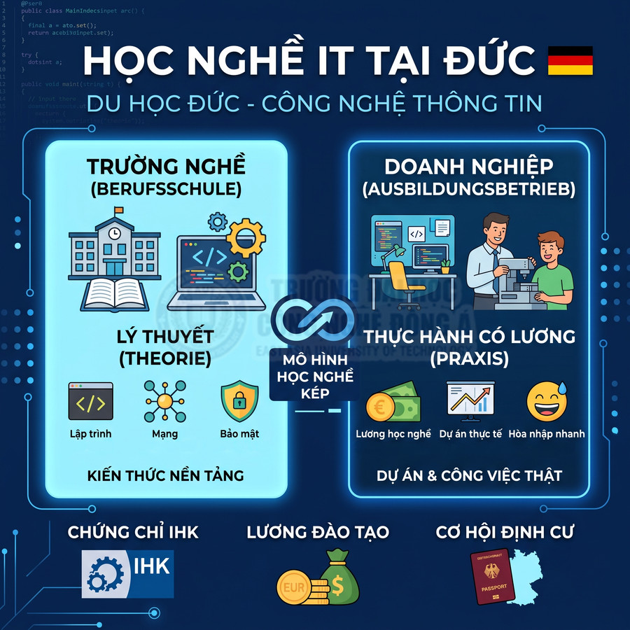 Học nghề IT tại Đức với mô hình học nghề kép, kết hợp lý thuyết trường nghề và thực hành có lương doanh nghiệp