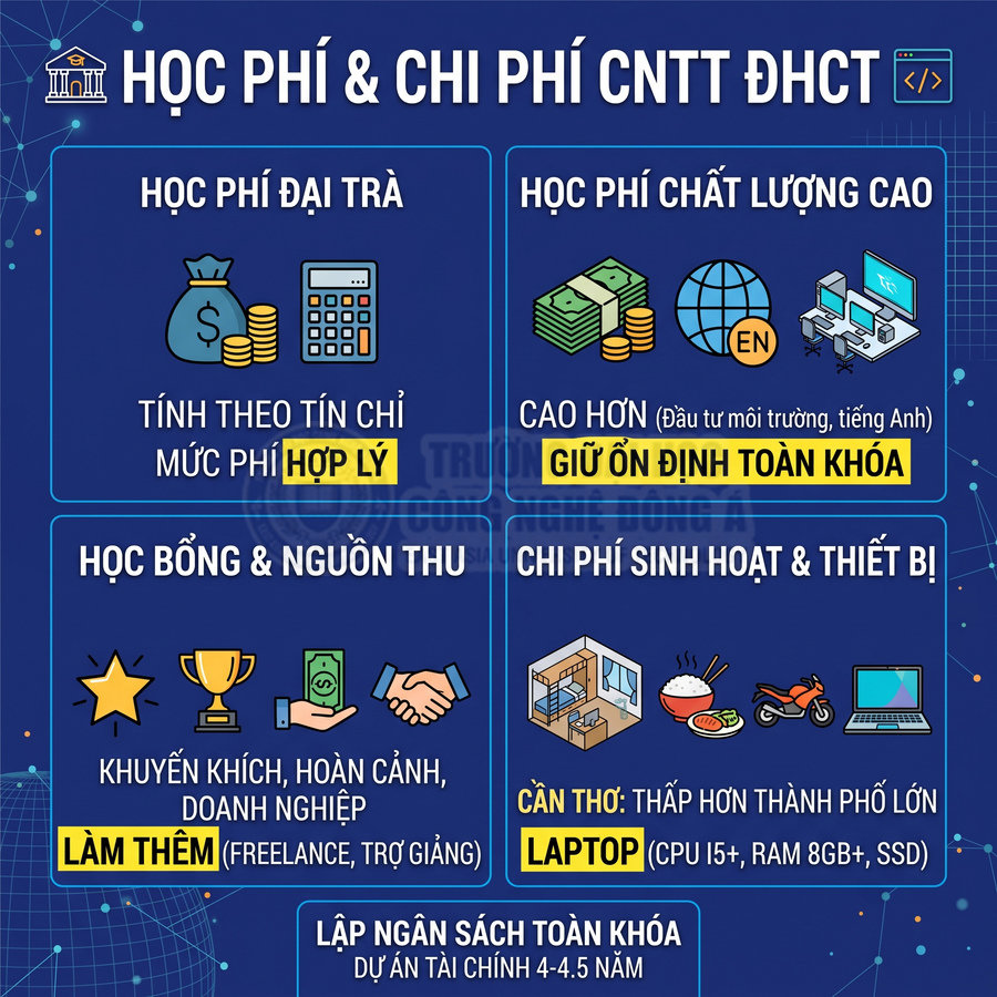 Thông tin học phí, học bổng, chi phí sinh hoạt và laptop ngành CNTT Đại học Cần Thơ