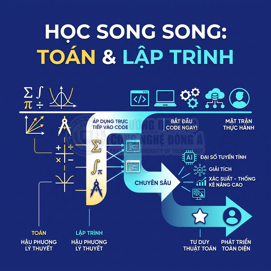 Lộ trình học song song toán và lập trình, áp dụng toán vào code để phát triển tư duy thuật toán