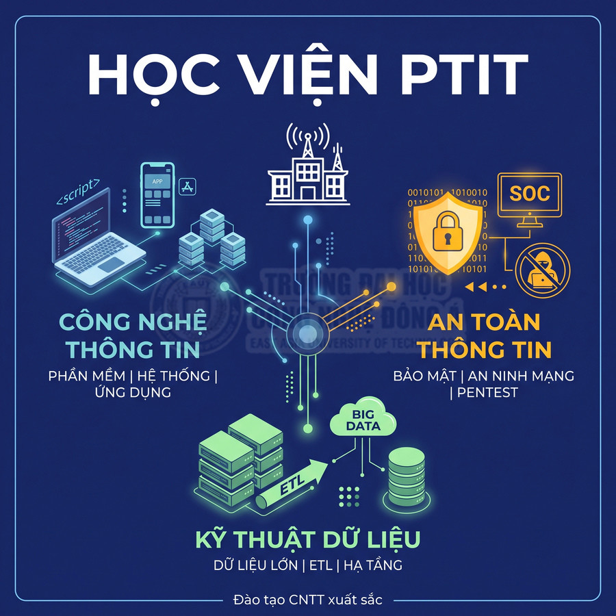 Học viện PTIT giới thiệu các ngành công nghệ thông tin, an toàn thông tin và kỹ thuật dữ liệu trong lĩnh vực CNTT