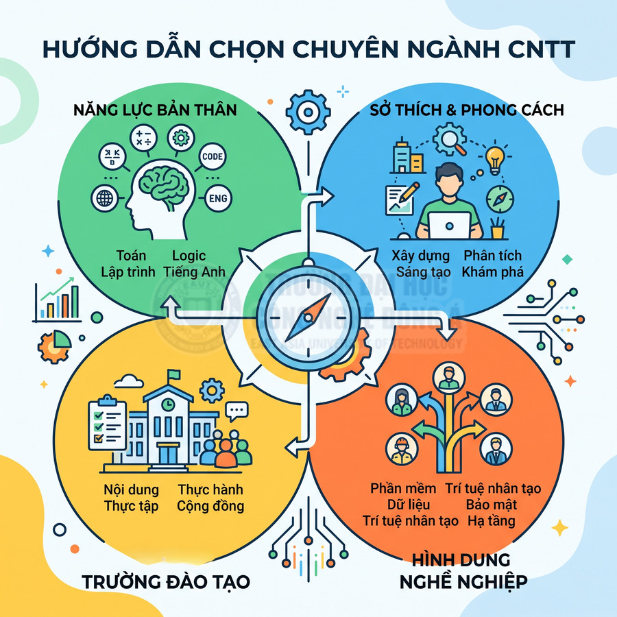 Hướng dẫn chọn chuyên ngành công nghệ thông tin với các yếu tố năng lực sở thích trường đào tạo và nghề nghiệp