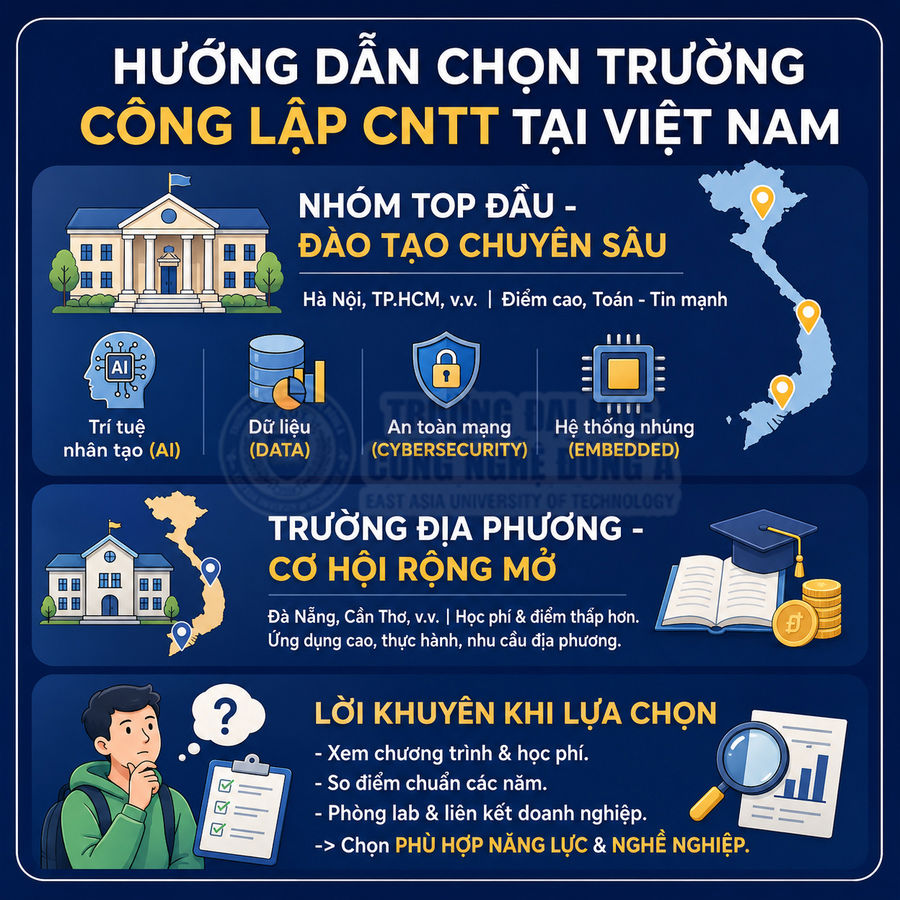 Các trường công lập có ngành Công nghệ thông tin