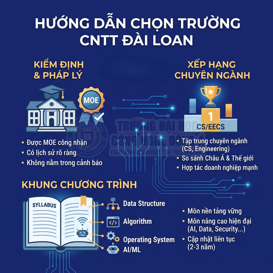 Hướng dẫn chọn trường công nghệ thông tin Đài Loan với tiêu chí kiểm định, xếp hạng và khung chương trình học