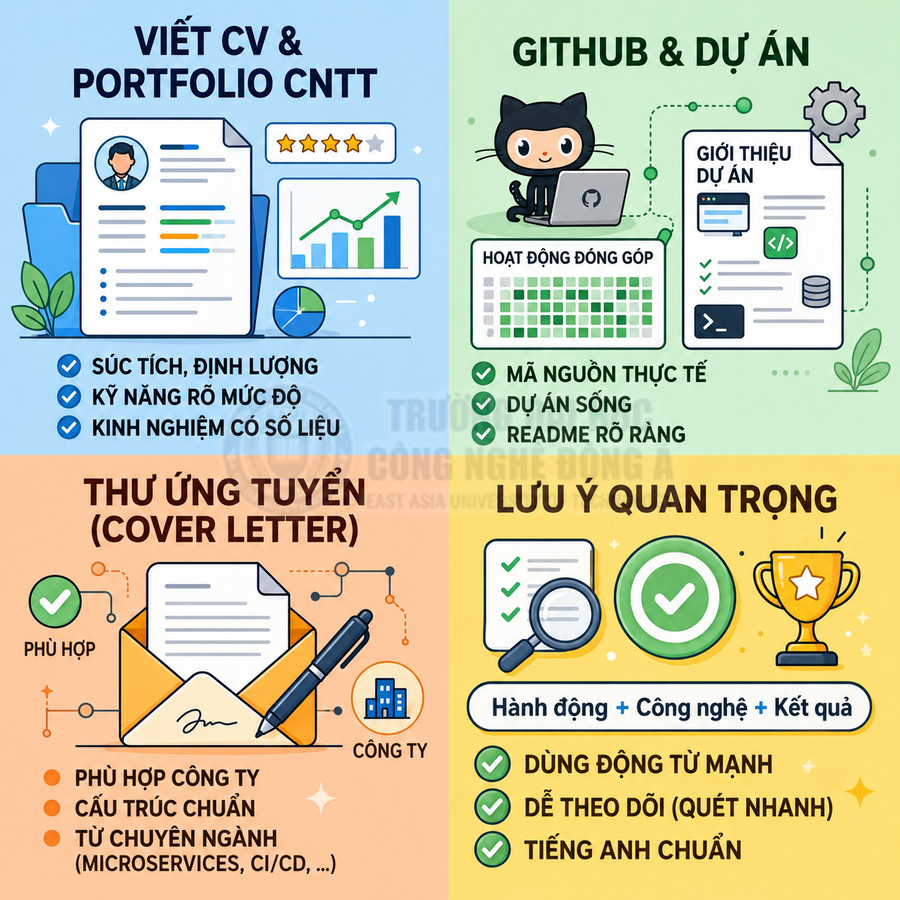Hướng dẫn viết CV CNTT, portfolio, GitHub, thư ứng tuyển và lưu ý quan trọng khi xin việc ngành công nghệ