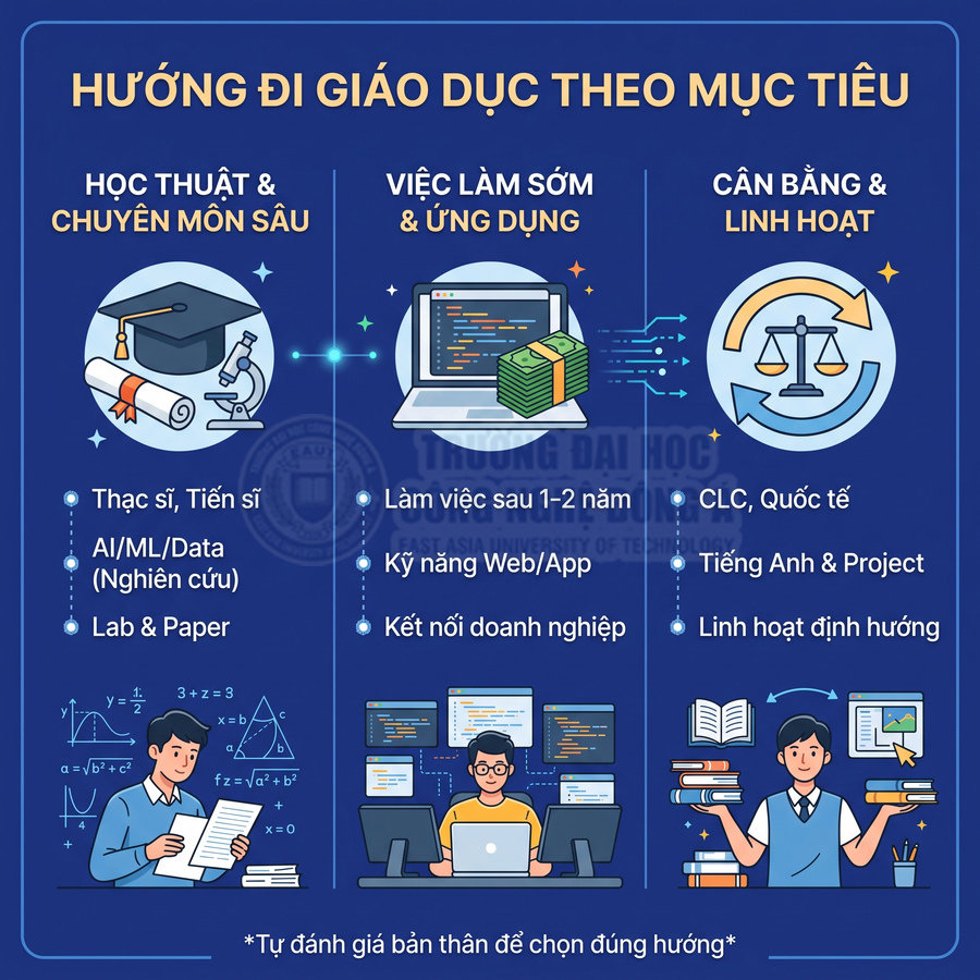 Hướng đi giáo dục theo mục tiêu với ba lựa chọn học thuật, việc làm sớm và chương trình cân bằng linh hoạt