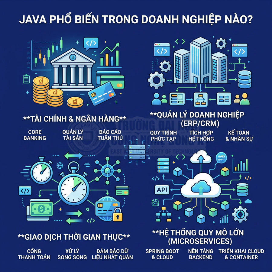 Ứng dụng Java trong tài chính ngân hàng, quản lý doanh nghiệp, giao dịch thời gian thực và hệ thống microservices