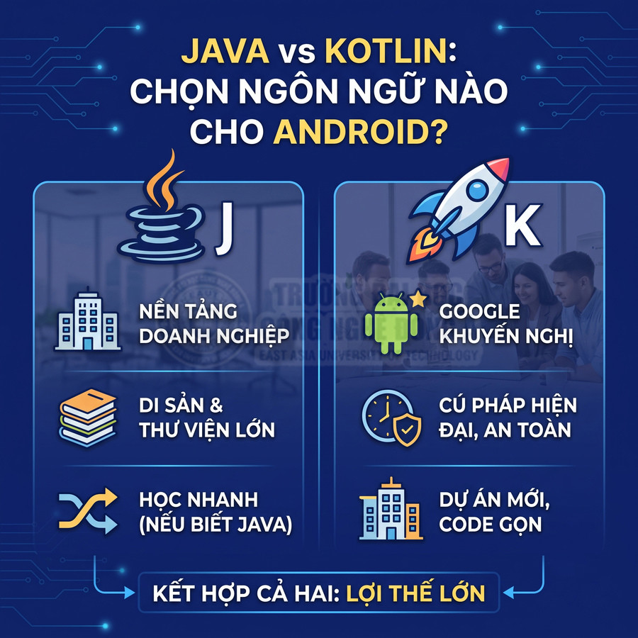 So sánh ưu nhược điểm Java và Kotlin khi lập trình ứng dụng Android, gợi ý kết hợp cả hai ngôn ngữ