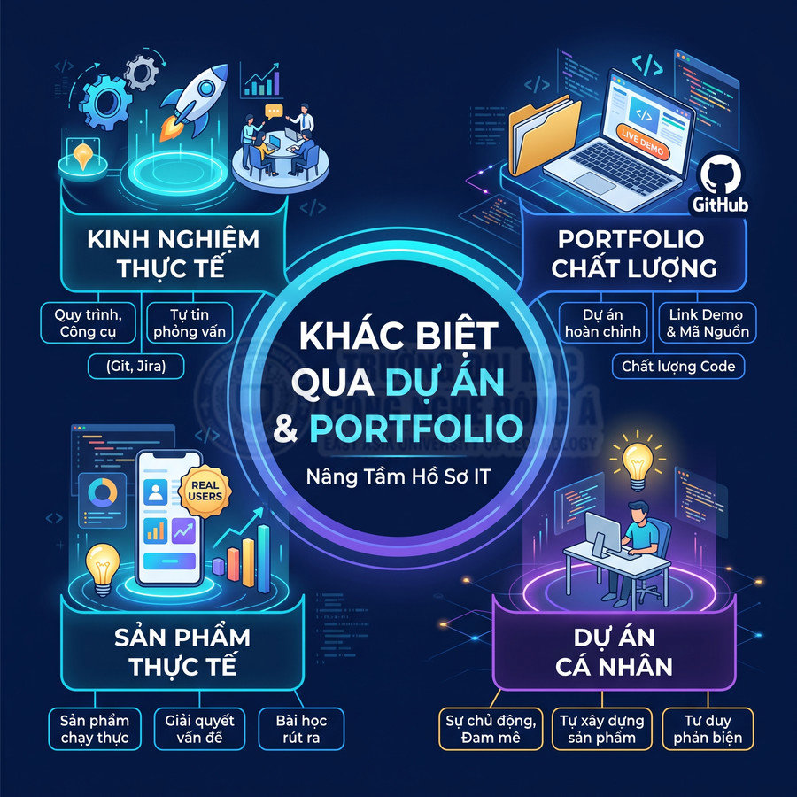 Thiết kế giới thiệu lợi ích dự án thực tế và portfolio chất lượng trong việc nâng tầm hồ sơ IT