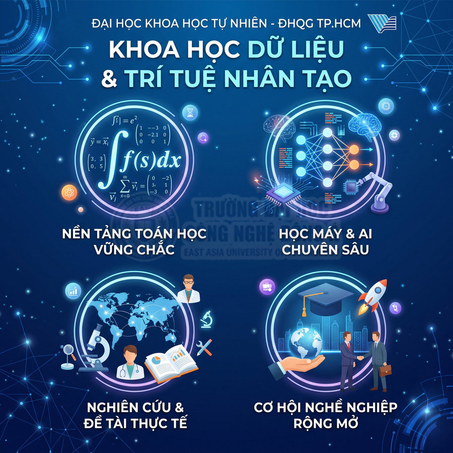 Poster giới thiệu ngành khoa học dữ liệu và trí tuệ nhân tạo tại Đại học Khoa học Tự nhiên TP.HCM