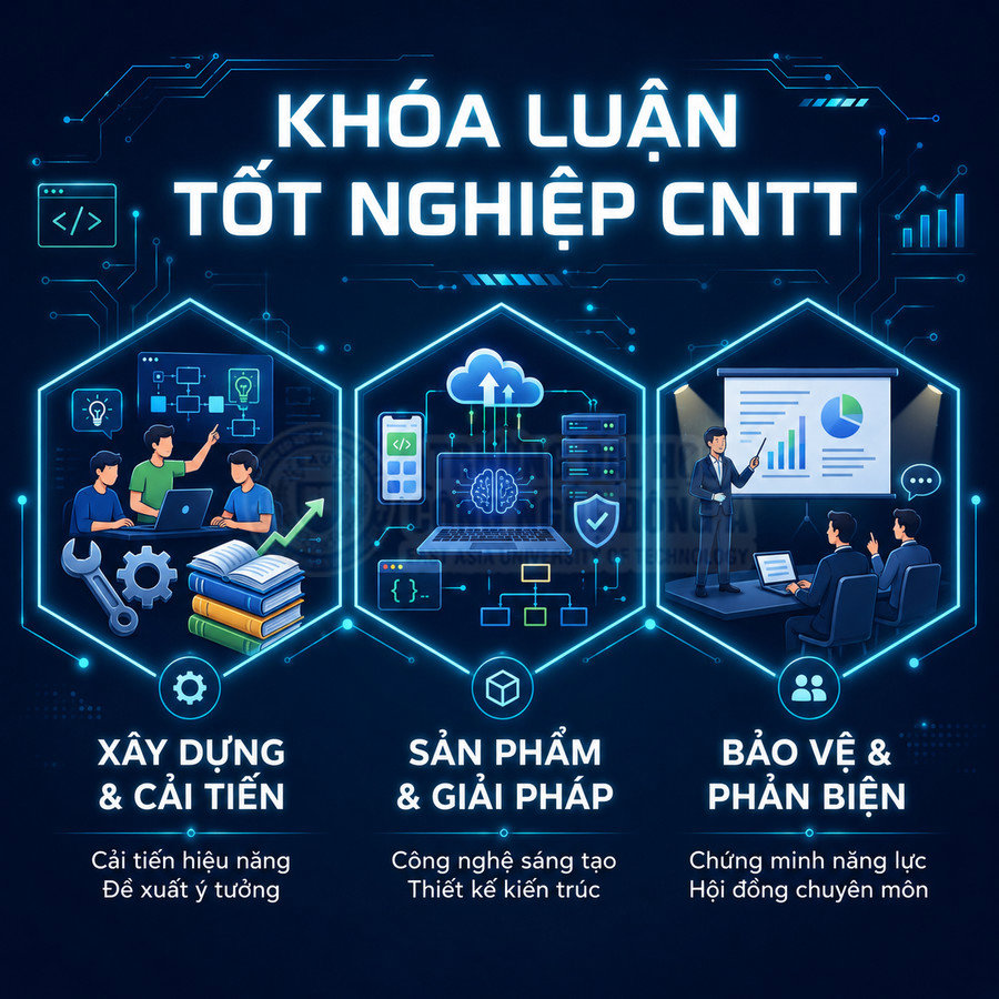 Khóa luận tốt nghiệp CNTT với các bước xây dựng cải tiến, phát triển sản phẩm giải pháp và bảo vệ phản biện