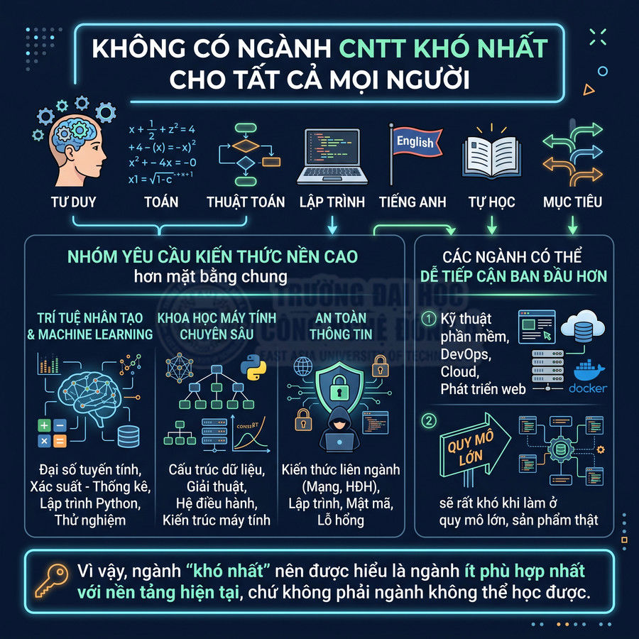 Ngành nào khó nhất trong Công nghệ thông tin?