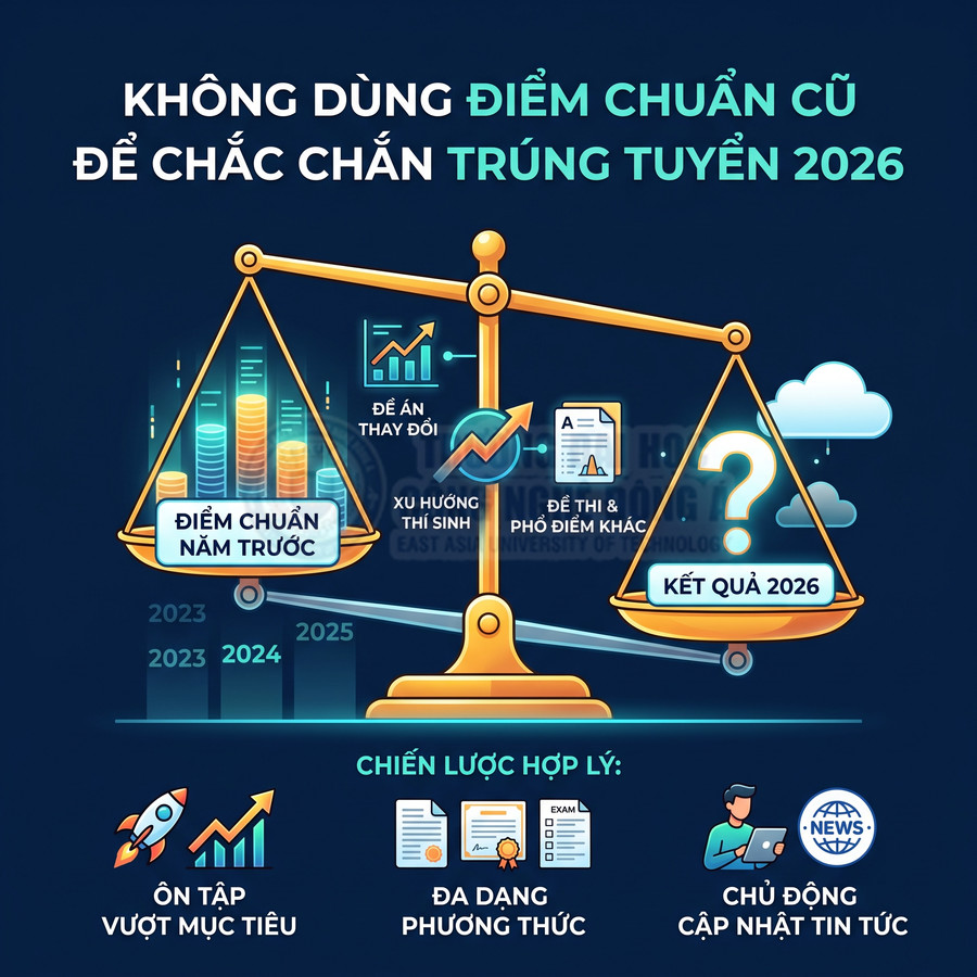 Cân vàng so sánh điểm chuẩn các năm với kết quả tuyển sinh 2026 và chiến lược ôn thi hợp lý
