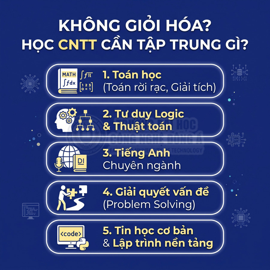 Nội dung hướng dẫn các kỹ năng cần tập trung khi học công nghệ thông tin cho người không giỏi hóa