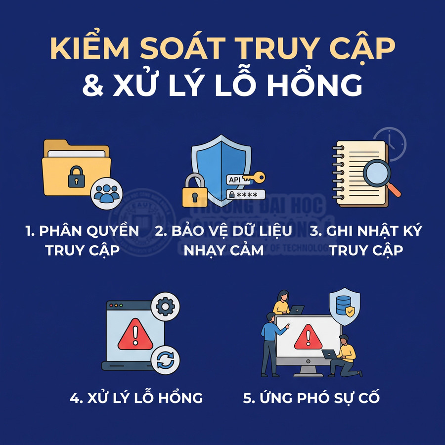 Infographic về kiểm soát truy cập và xử lý lỗ hổng bảo mật với 5 biện pháp an ninh dữ liệu 日博