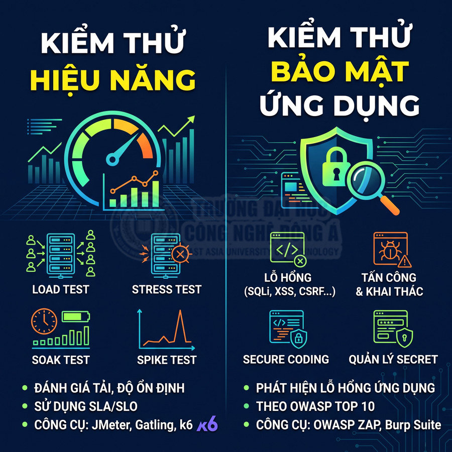 So sánh kiểm thử hiệu năng và kiểm thử bảo mật ứng dụng với các loại test và công cụ minh họa