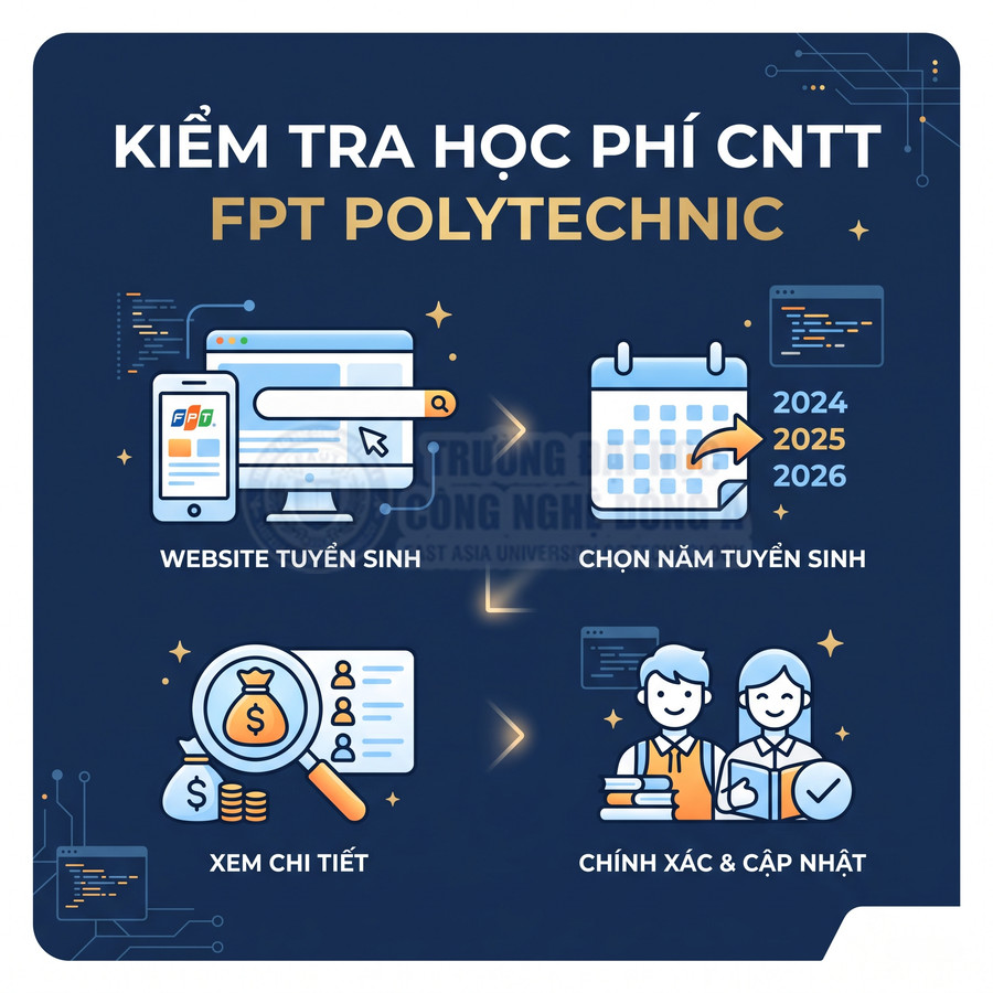 Hướng dẫn kiểm tra học phí CNTT FPT Polytechnic qua website tuyển sinh, chọn năm và xem chi tiết chính xác