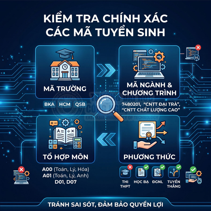 Hướng dẫn kiểm tra chính xác mã trường, mã ngành, tổ hợp môn và phương thức tuyển sinh đại học