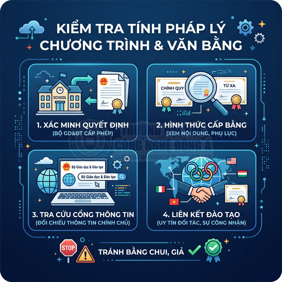 Hướng dẫn kiểm tra tính pháp lý chương trình đào tạo và văn bằng để tránh bằng giả, bằng không được công nhận