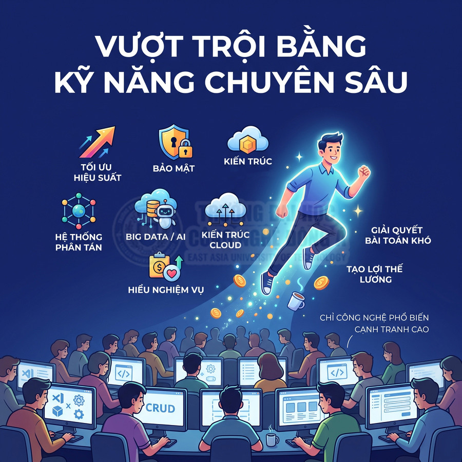 Thiết kế minh họa lập trình viên nâng cao kỹ năng chuyên sâu về bảo mật, big data, cloud và hệ thống phân tán