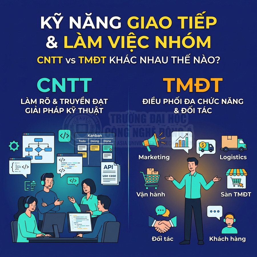Kỹ năng giao tiếp và làm việc nhóm trong ngành CNTT và thương mại điện tử TMĐT, minh họa bằng hình ảnh làm việc nhóm và phối hợp đa chức năng