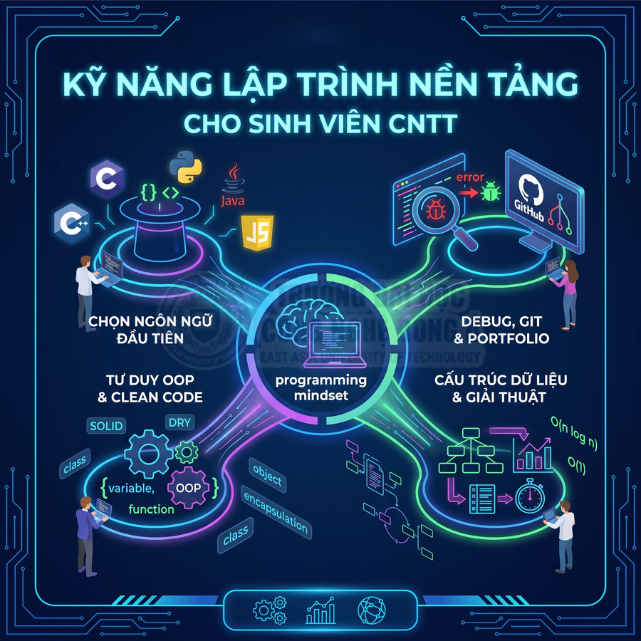 Kỹ năng lập trình nền tảng cho sinh viên CNTT với ngôn ngữ C, C++, Python, Java, JavaScript, GitHub và cấu trúc dữ liệu