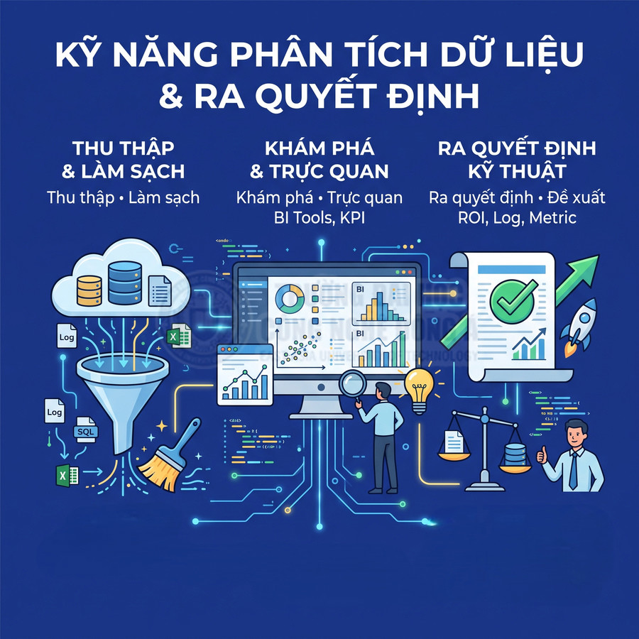 Kỹ năng phân tích dữ liệu và ra quyết định với quy trình thu thập, trực quan hóa và đánh giá chỉ số BI
