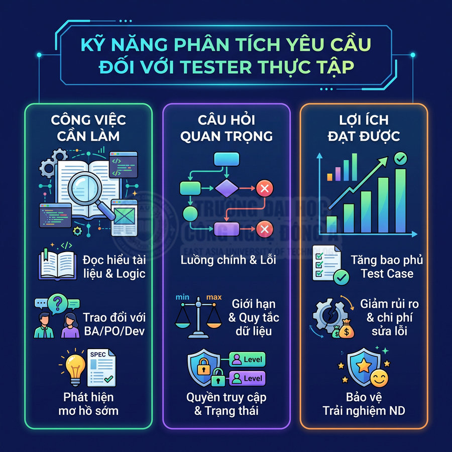 Kỹ năng phân tích yêu cầu cho tester thực tập với công việc cần làm, câu hỏi quan trọng và lợi ích đạt được