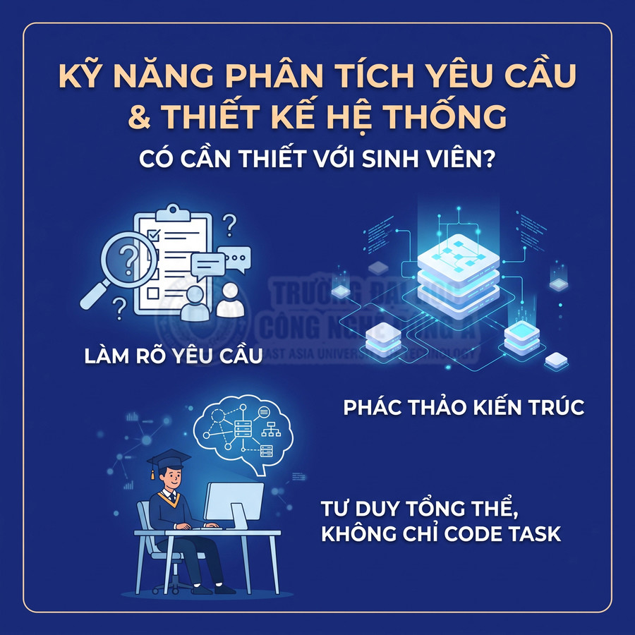Poster kỹ năng phân tích yêu cầu và thiết kế hệ thống cho sinh viên công nghệ thông tin