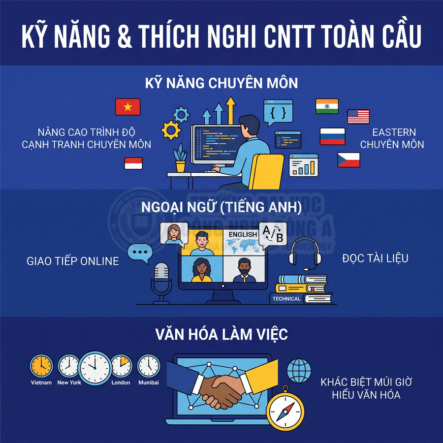Kỹ năng và thích nghi CNTT toàn cầu với chuyên môn, tiếng Anh và văn hóa làm việc quốc tế