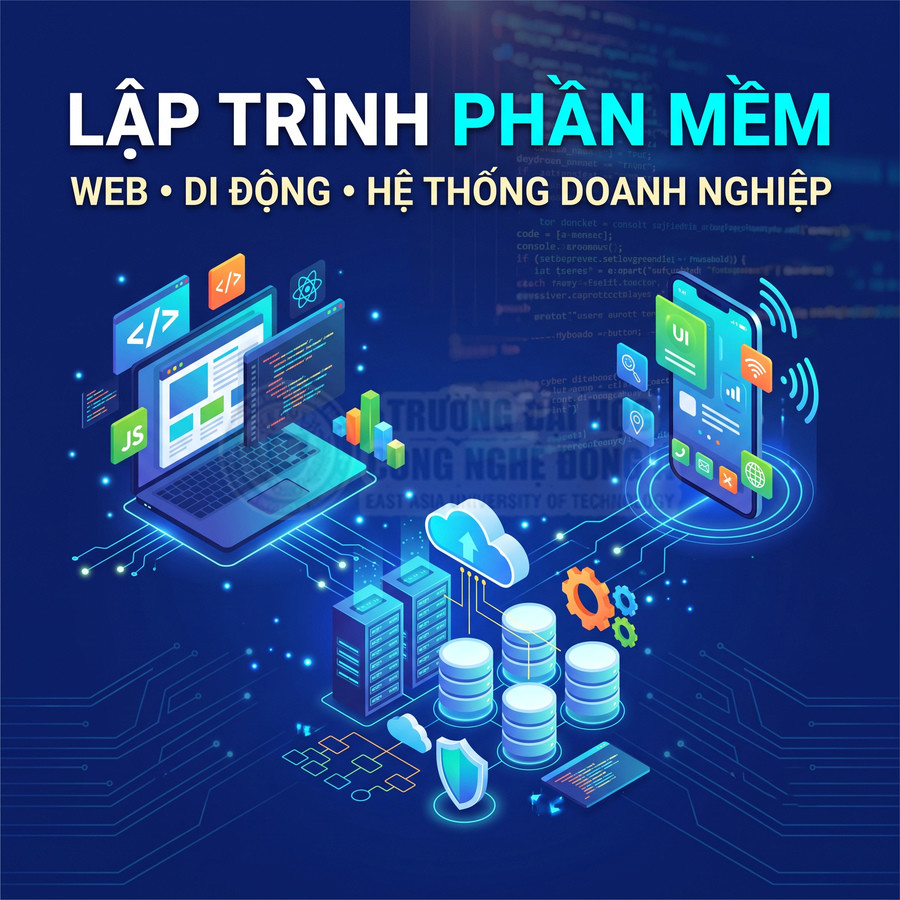 Lập trình phần mềm web, di động và hệ thống doanh nghiệp với laptop, điện thoại, máy chủ và cơ sở dữ liệu