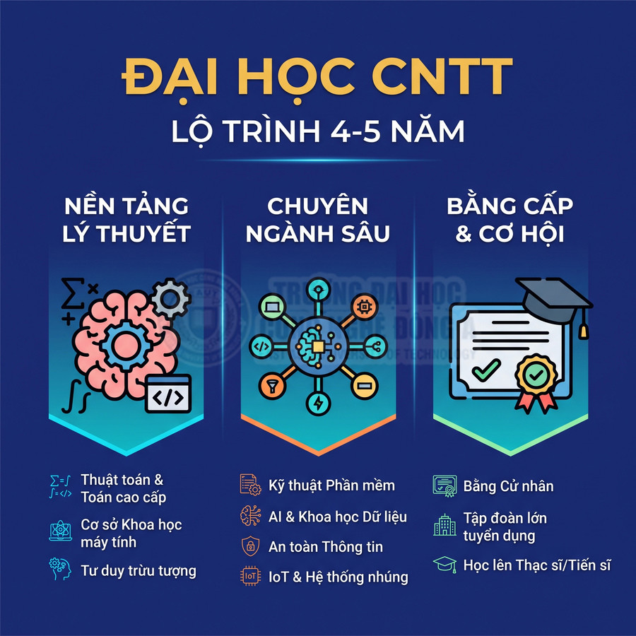 Lộ trình 4 5 năm ngành đại học công nghệ thông tin với nền tảng lý thuyết chuyên ngành sâu và cơ hội bằng cấp
