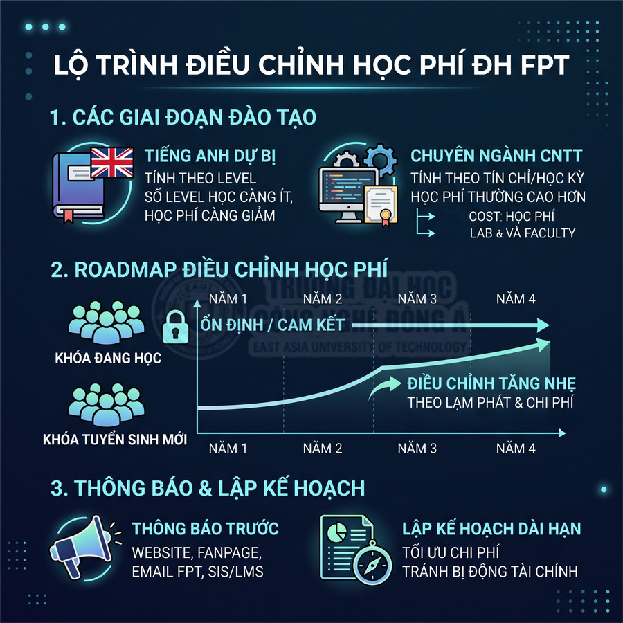 Lộ trình điều chỉnh học phí Đại học FPT theo từng giai đoạn đào tạo và kế hoạch thông báo, tối ưu chi phí