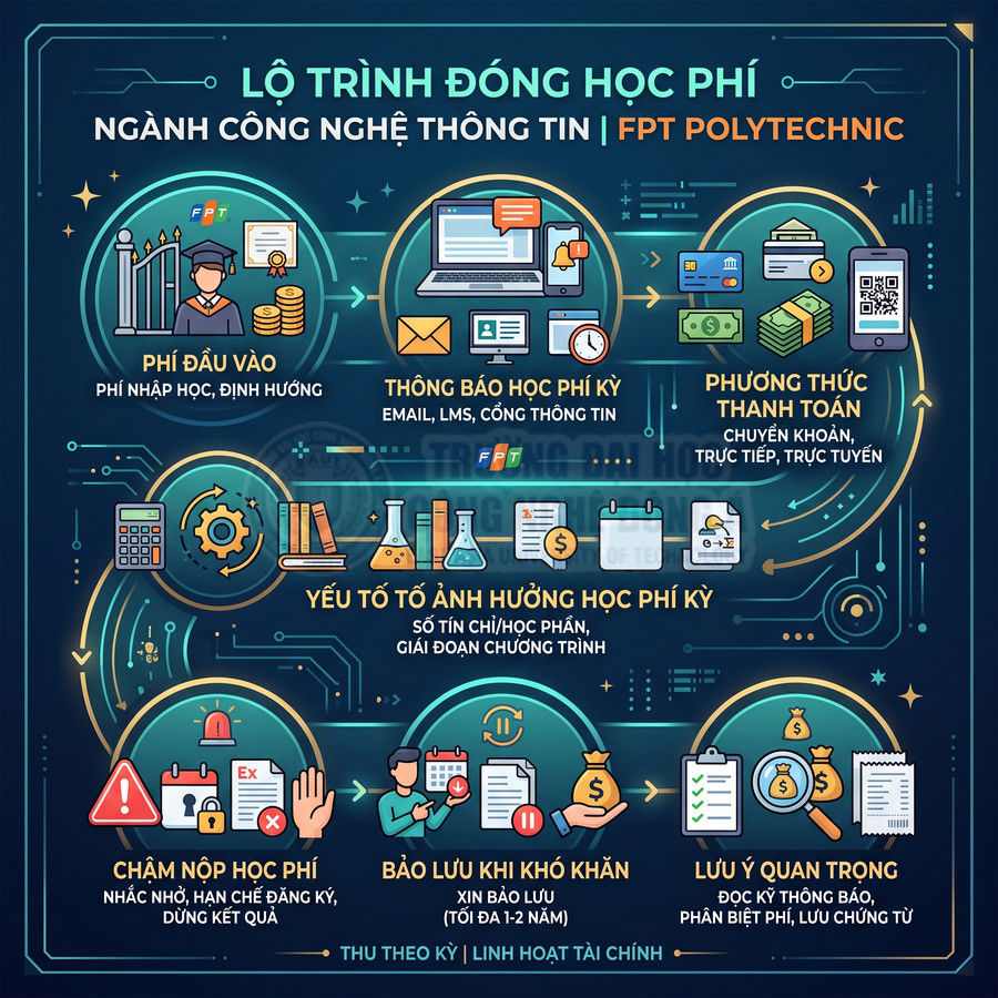 Lộ trình đóng học phí ngành Công nghệ thông tin tại FPT Polytechnic với các bước, yếu tố ảnh hưởng và lưu ý quan trọng