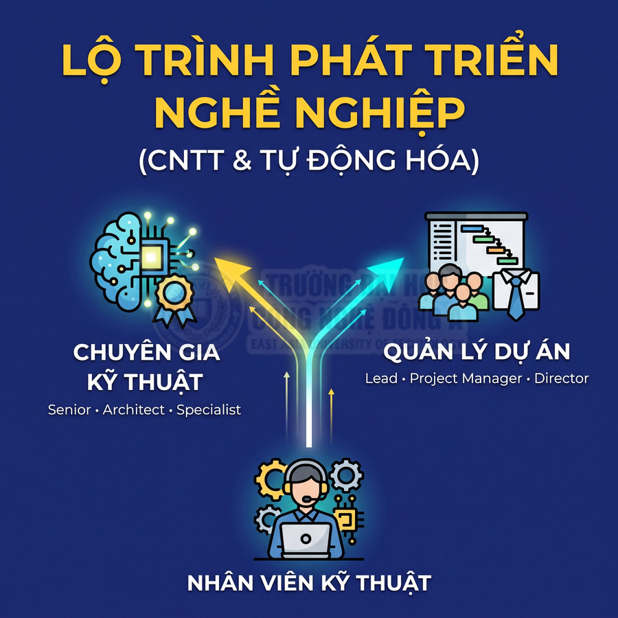Lộ trình nghề nghiệp ngành CNTT và tự động hóa từ nhân viên kỹ thuật lên chuyên gia hoặc quản lý dự án