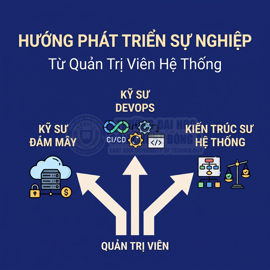 Các hướng phát triển nghề nghiệp từ quản trị viên hệ thống sang kỹ sư đám mây, kỹ sư DevOps hoặc kiến trúc sư hệ thống